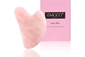 EMOCCI PRO Gua Sha Visage Massage Quartz Rose Jade Pierre de Outil Guasha veritable roller Rouleau de Jade Set Facial et Corps Masseur Naturel Authentique