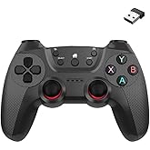 Coverzone 2.4G Kablosuz Oyun Kolu PC Uyumlu Pilli Joystick Wireless GamePad Hassas Trigger Kaymaz Tasarım G2.4G (Siyah)