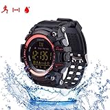 Herzfrequenz Fitness Tracker Smarts Armband Sportuhren Outdoor Wasserdichte IP67 Multifunktions Bluetooth Mode EX16 Uhr mit Android und IOS Smartphones,Rot