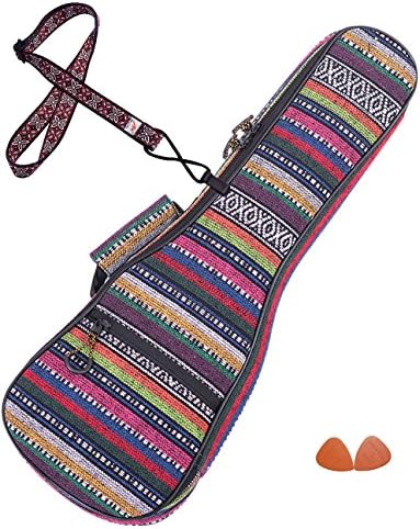 National Style Nylon 10 mm Thickened Ukulele Case with A Ukulele Neck Strap and 2 Picks
