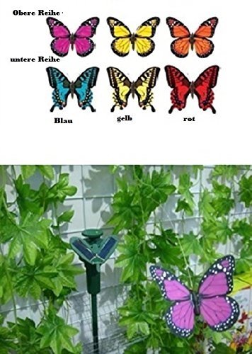 Solar Schmetterling tanzend 2er Set in Rot untere Reihe Deko Garten - 2