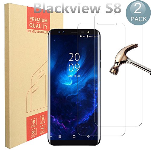 [2 Pack] Blackview S8 Screen Protector, PULEN Premium Quality Tempered Glass Protective Film 0.33mm Anti-Bubble Shield 9H Hardness Clear Scratch Resist Bubble-free Anti-Fingerprint for Blackview S8
