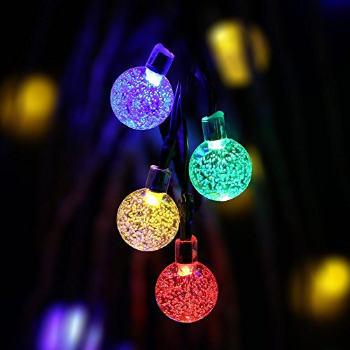 QederTEK LED Solar Lichterkette 6 Meter 30er LED Solar Lichterkette Garten Globe Außen, Solar Beleuchtung Kugel für Party, Weihnachten, Außen, Hausdekoration, Fest Deko usw (Mehrfarbig) - 6