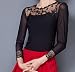 Helan Women's Lace Collar Lace Sleeve Openning Sexy Blouse UK 14 Black