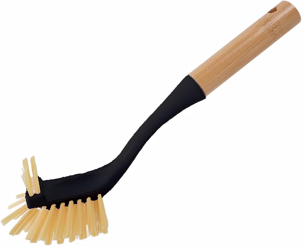 Promosyonca Çift Taraflı Bambu Saplı Temizlik Fırçası (Siyah)