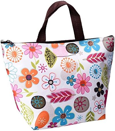 Ciaoed Thermal Insulated Waterproof Lunch Picnic Travel Tote Insulated Cooler Carry Bag (Colorful Flower)