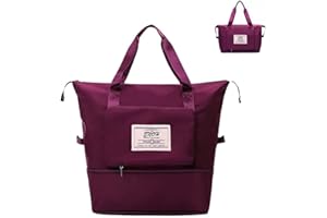 ENOH Foldable Travel Bag with Large Capacity Weekend Overnight Bag Sports Bag Women's Waterproof Travel Bag Shoulder Handbag for Sports, Gym, Travel, Beach, Shopping