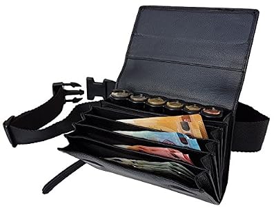 CLAIRE-FONCET Sacoche Banane Monnayeur en Véritable Cuir de Bovin avec Distributeur de 6 Pièces Euro, Fermeture par Aimants Puissants, idéale pour Serveur, Serveuse, Brasserie, Restaurants, Ouvreuse Cinéma, Théâtre, Bus, Taxi