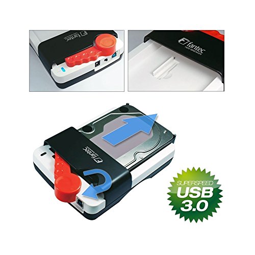 FANTEC HDD-Sneaker Dockingstation (für 6,35 cm (2,5 Zoll) und 8,89 cm (3,5 Zoll) SATA I/II/III Festplatten und SSDs, USB 3.0 SUPERSPEED Anschluss, inkl. Backup Software) weiss - 2