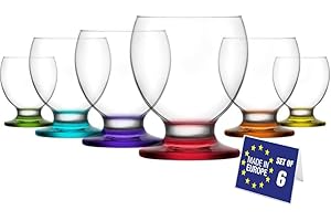 NORDIC SCHILLER Lot de 6 verres à eau, à jus, 280 ml, 100 % sans plomb - Passe au lave-vaisselle - Verre organique coloré