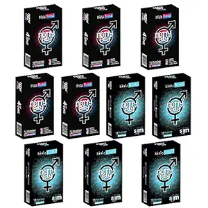 NOTTY BOY Ultra Thin Plain Without Dotted and 4-IN-1 (Ribbed, Dotted, Contoured, Long Lasting Climax Delay) Condoms ? 100 COUNT