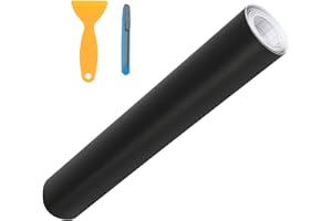 GSHUR Pellicola autoadesiva per auto, 400 cm, con raschietto in plastica, autoadesiva, in vinile, senza bolle, per auto e moto, computer portatili fai da te (nero opaco)