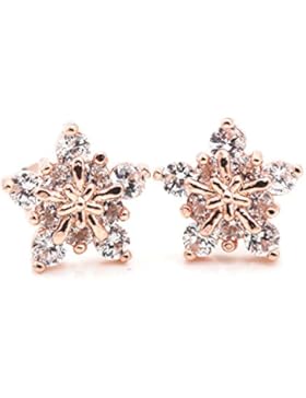 findout rosé vergoldet Sterling Silber AAA grade Zirkon Super-Flash-Schneeflocke Ohrringe (F1679)