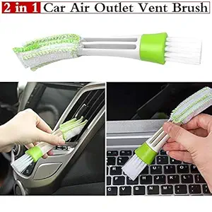 BLENT Car Air Outlet/AC Vent Internal Cleaner Dust Cleaning Brush Tools for Car (White and Green)