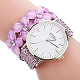 Soulitem CCQ Damen-Armbanduhr, Kristall, Blume, Quarz, PU-Leder, Armband