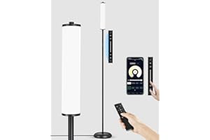 OUTON Corner Floor Lamp, 1500LM Smart RGB LED Lamp with Touch & APP & Remote Control, 32 Scene Modes & Music Sync, Dimmable Ultra Bright Standing Lamp for Living Room, Bedroom, Gaming Room, Black