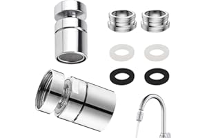 ALPPIHYM Set di 2 Set aeratore per rubinetto - Girevole a 360°, adattatore con filettatura interna M24 e 22 - Attacco perfetto per rubinetto per cucina e bagno - Aeratore a risparmio idrico per rubinetto