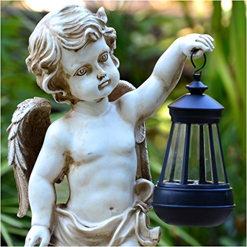 Gartenengel Grabengel 38cm mit Solar LED-Beleuchtung aus Kunstharz wetterfest Engel - 4