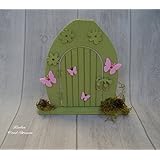 Feentüre, Elfentüre, salbei, rosa, Schmetterling, Blume, handbemalt