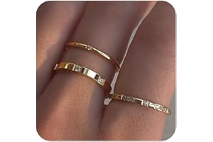 FUNEIA 3PCS Bague Femme Or Bague Enfant Fille Plaqué Or avec Boîte Cadeau