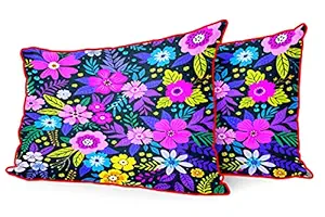 DreamVio Jute Fabric Printed Decorative Pillow/Throw/Cushion Covers for Living Room, Bed Room, Sofa,Chairs,Pillow Cases, Pillow Covers Set of 2, Size 12x18 Inches Style69