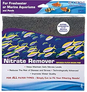 Penn Plax Nitrate Remover Infused Filter Media Pad, 18 by 10-Inch