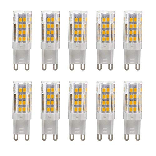 Bombillas LED G9 5W Equivalentes a Lámparas Halógenas de 35W Blanco cálido 3000k,AC220-240V 51x SMD 2835, No Regulable,10 unidades