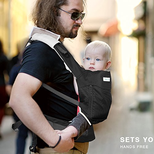 Rakuka Embrace Babytrage mit schützender Schlafkappe, Perfekt für Winter, Unisex, Babybauchtrage für Vater und Mutter, Tasche für Windel, Geeignet für Bauch-, Rücken- und Hüfttrage - 5