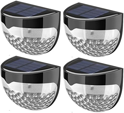 Solar Lights Water Drop Shade / Solar Powered Security Lights Outdoor Waterproof Solar Powered Wireless Sensor Fence Light for Outdoor Balcony Garden Corridor / Wall / Fence (Black of 4 pack)