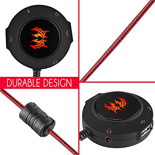 KOTION EACH Soundkarte USB Soundkarte Externer Stereo Sound Adapter für Windows und Mac. Plug & Play Keine Treiber benötigt. (Schwarz Rot) - 3