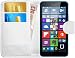 Produktbild GizzmoHeaven Microsoft Lumia 640 / 640 Dual Sim Leder Hülle Schutzhülle Tasche mit Karte Halter Klappetui Flip Case Cover Etui Brieftasche für Microsoft Lumia 640 LTE mit Schutzfolie und Stylus Stift - Weiß