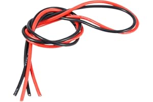 Dilwe 12AWG 2m Elastyczny miękki kabel silikonowy Elektroniczny drut miedziany ocynowany 12 Wire do zabawek RC (1 metr czerwony + 1 metr czarny)