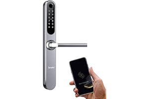 Simpled EF Weatherproof SlimSeries Smart Lock Touch, 7-in-1, Fingerprint Keyless Security Entry Door Lock, Bluetooth Electronic Deadbolt, Smartphone Access- Designed for The UK Weather, Silver