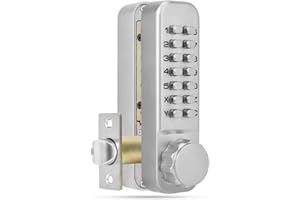 HONGZER Serrure de porte à verrou mécanique sans clé à double clavier, Serrure de porte à verrou combiné sans clé mécanique avec doubles claviers, Serrure de porte à code à 14 chiffres