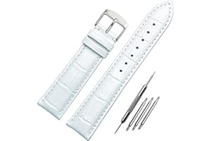 FOUUA Correa de Reloj Correa de Cuero Genuino Correa de Reloj Correa de Pulsera de Repuesto en Relieve de cocodrilo Oro Plata 12 13 14 15 16 17 18 19 20 21 22 24 mm