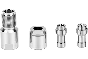 Fabater Vinkelslip Till Gravyrfräsadapter, Omvandlingsvinkelslipstillbehör med M14 Gänga 3MM 6MM Chuckar Vinkelslipadapter för Träsnideri & Metallpolering