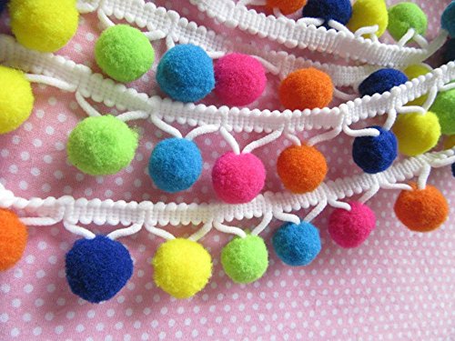 YYCRAFT Multicolor G Pom Pom Ball fringe Trim Ribbon Sewing 4.5 metres(5 Yards)