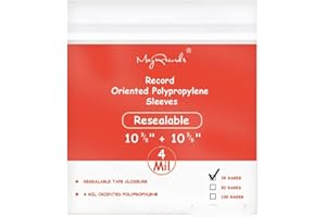 ANDICAGE Wiederverschließbare Schallplatten-Außenhülle aus Kunststoff, 4 mm, für 25,4 cm (10 Zoll), 25 Stück