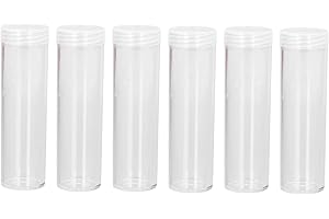 PWSHYMI Tube de pièce de monnaie rond transparent, gardez les tubes de pièce de monnaie en plastique multifonctions faciles à charger avec une éponge de coussin pour les pièces de 25 mm / 0,98 po