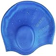Tec Tavakkal® Latest Designed Long Hair Swim Cap,Waterproof Silicone Swimming Cap for Adult Woman and Men,Keeps Hair Clean with Ear Protector (Blue)