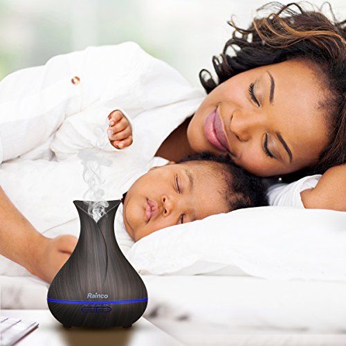Generisch 400ml Aromatherapy kühlen Nebel-Luft-Befeuchter Ultraschall-Luftbefeuchter Aromatherapie-Öl-Diffusoren mit Verstellbarer Nebel-Modus, Wasserlose Auto-Abschaltung für Home Office Baby Holz schwarz - 5