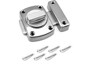 GZGXKJ YHYX Cerrojo Puerta de Seguridad Cerradura Giratoria Cerrojos y Pestillos para Puertas Pestillo Puerta Corredera Cerraduras Puertas Interiores con Tornillos (Plata)