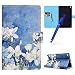 Produktbild Hülle Kindle Fire HD8 2016,Kindle Fire HD8 2017 Hülle Case,MoreChioce Klappbar Flip Case Bunt Weiße Blumen Leder Smart Cover Auto Sleep/Wake Funktion Brieftasche für Kindle Fire HD8 2016/2017 8.0