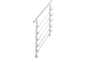 Tubiaz Corrimano in acciaio inox, ringhiera per scale, parapetto, balcone, 100 cm, con 5 barre trasversali Ø 42 mm, per interni ed esterni
