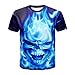Produktbild GreatestPAK T-Shirt Männer Herren Tops Skull Print Motto Rundhalsausschnitt T-Shirt,Blau,XXL