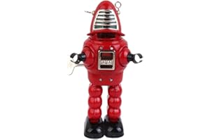 Inzopo Vintage Wind Up Robot Tin Toy Red