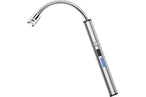 RONXS Electric Lighter, Candle Lighter Electric USB Rechargeable Lighter with Battery Display, Longer Flexible Neck Windproof Plasma Arc Long Lighters for Candles Fireworks BBQ