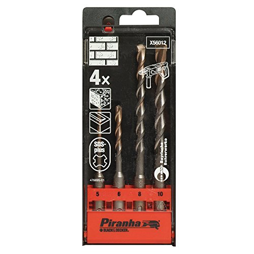 Piranha - Juego de brocas SDS para mampostería (5, 6, 8 y 10 mm)