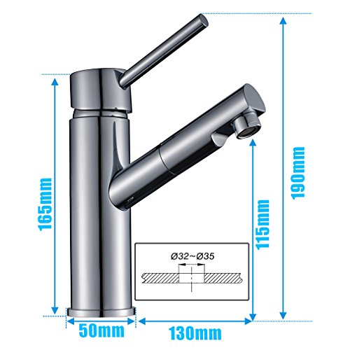 Auralum® Wasserhahn Waschtischarmatur Niederdruck Einhandmischer Waschbecken Bad Armatur Typ D - 2