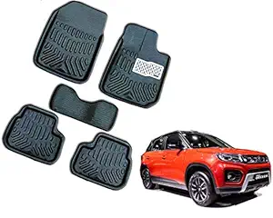 WolkomHome Car Mats Luxury Floor 3D Mat Carpets for Maruti Suzuki Vitara Brezza 2020, Black